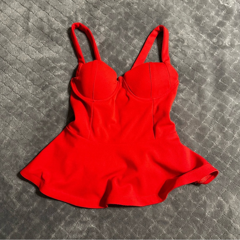 Red Peplum Style Top
